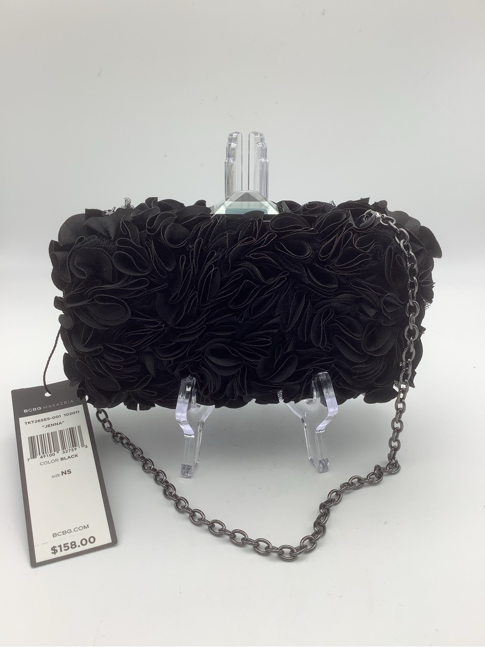 BCBGMaxAzria Black ruffled Chain Wristlet- New with Tags